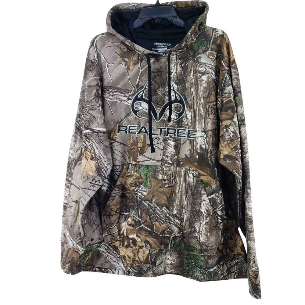 Realtree Camouflage Hooded Sweatshirt Mens Large 42-44 Polyester Casual Crewneck - Picture 1 of 7